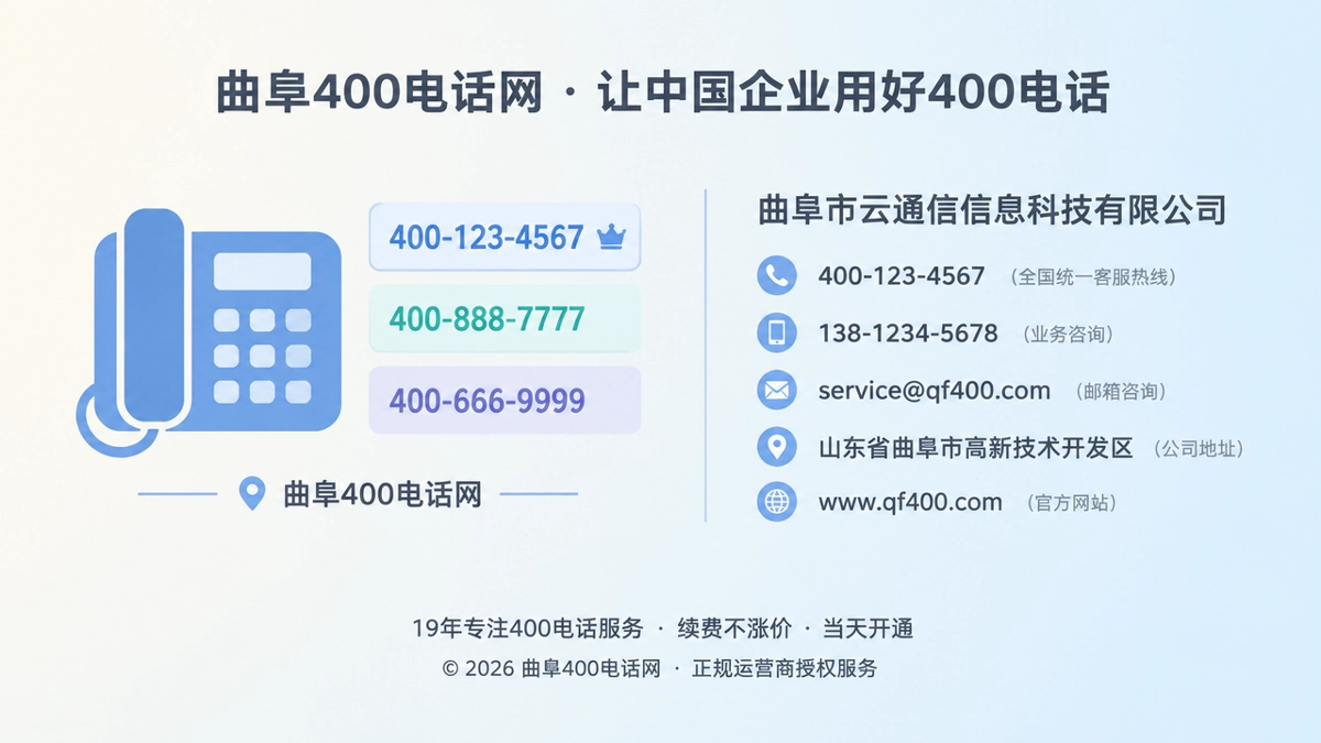 2026年曲阜400电话选号指南配图，展示号码作为企业固定联系坐标